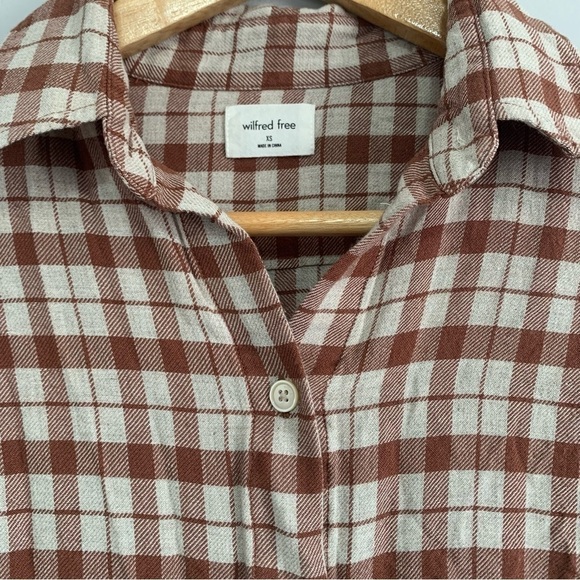 ARITZIA Wilfred Free Hope Button-Up Plaid Long-sleeve Viscose Shirt Size XS - Picture 3 of 13
